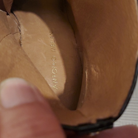 ANTONIO MELANI Black Patent Leather Aalin Block Heel Booties - Picture 6 of 10